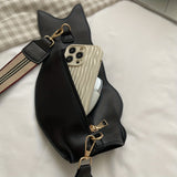 Balck Cat Shaped Crossbody Bag, Vintage Animal Sling Bag, Cute Cartoon Shoulder Bag