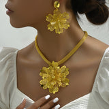 Elegant Flower Jewelry Set - Delicate Earrings & Necklace Pair, Plated Finish, Versatile for Daily Wear, Parties & Weddings