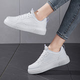 Bjlxn Comfortable Women's Platform Skate Shoes, All-Match Lace Up Round Toe Sneakers for Walking Trainers