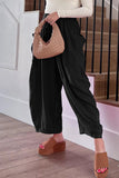 Bjlxn - Casual Simplicity Solid Pocket Loose Mid Waist Wide Leg Solid Color Bottoms