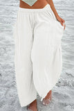 Bjlxn - Casual Simplicity Solid Pocket Loose Mid Waist Wide Leg Solid Color Bottoms