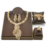 Bjlxn Earrings + Necklace + Bracelet + Ring jhumka style Jewelry Set 18k Plated Paved Shining Gemstone Match Daily Outfits