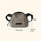 Houndstooth Charm - Durable Canvas Crossbody Waist Bag for Women - Stylish Outdoor Travel Purse with Secure Chest Fit