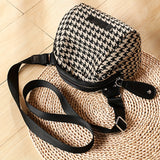 Houndstooth Charm - Durable Canvas Crossbody Waist Bag for Women - Stylish Outdoor Travel Purse with Secure Chest Fit