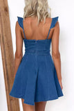 Sweet Elegant Make Old Flounce Denim Dresses