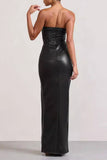 Bjlxn - Sexy Solid Backless Slit Strapless One Step Skirt Dresses