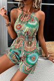 Bjlxn - Casual Vintage National Totem Frenulum Halter Loose Rompers