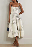 Bjlxn - Celebrities Elegant Floral Patchwork Sling Dresses