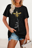 Bjlxn - Casual Animal Letter Print Patchwork O Neck T-Shirts