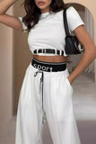 Bjlxn - Casual British Style Solid Draw String With Belt O Neck Short Sleeve Two Pieces