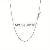 Sterling Silver Twist Rope Chain Necklace, Simple & Hip Hop Style, Shiny Basic Chain, Women's Jewelry Accessory, Elegant Design