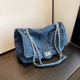 Trendy Denim Fashion Shoulder Bag, Flap Crossbody Women's Casual Handbag & Purse