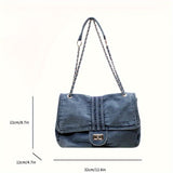 Trendy Denim Fashion Shoulder Bag, Flap Crossbody Women's Casual Handbag & Purse