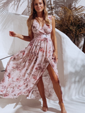 Bjlxn Summer Chiffon Long Dress Women Elegant Ladies Fashion Print Boho Beach Midi Dresses For Woman Sexy Split Maxi Vestidos