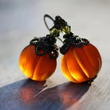 Bjlxn Pumpkin-Shaped Dangle Earrings - Retro-Inspired, Simple, and Trendy Alloy Jewelry for Holiday Season - Unique Gift Idea for Women and Girls