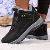 Cozy Fleece-Lined Winter Sneakers for Women - Non-Slip, Soft Sole, Warm Mid-Top Shoes with Hook-and-loop Fastener Closure