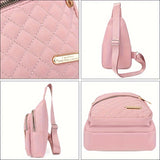 Trendy Women's Quilted Chest Bag, Solid Color Crossbody Sling Shoulder Purse for Casual Daily Use