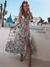 Bjlxn Summer Chiffon Long Dress Women Elegant Ladies Fashion Print Boho Beach Midi Dresses For Woman Sexy Split Maxi Vestidos