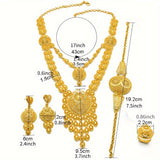 5-Piece Exquisite Middle Eastern Golden Filigree Jewelry Set - Intricately Designed, Ornate, and Festive - Perfect for Eid, Party, and Festival Wear, Ideal Gift for Loved Ones