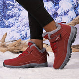 Cozy Fleece-Lined Winter Sneakers for Women - Non-Slip, Soft Sole, Warm Mid-Top Shoes with Hook-and-loop Fastener Closure