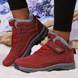 Cozy Fleece-Lined Winter Sneakers for Women - Non-Slip, Soft Sole, Warm Mid-Top Shoes with Hook-and-loop Fastener Closure