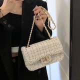 Mini Textured Crossbody Bag, Trendy Turn Lock Women's Elegant Handbag & Purse, Fashion Shoulder Bag