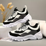 Bjlxn Plus Size Women's Comfortable Colorblock Chunky Sneakers, Casual Athletic Platform Trainers, Fashion Sports Shoes