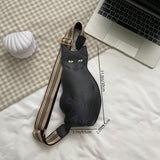 Balck Cat Shaped Crossbody Bag, Vintage Animal Sling Bag, Cute Cartoon Shoulder Bag