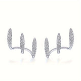 Bjlxn 1 Pair Exquisite Curved Claw Bling Bling Rhinestone Stud Earrings - Elegant, Sparkling, and Durable Jewelry for Women - Inlaid with High-Quality Rhinestones, Simple yet Sophisticated Design, Perfect for Daily Wear or Sp