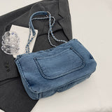 Trendy Denim Fashion Shoulder Bag, Flap Crossbody Women's Casual Handbag & Purse