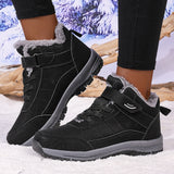 Cozy Fleece-Lined Winter Sneakers for Women - Non-Slip, Soft Sole, Warm Mid-Top Shoes with Hook-and-loop Fastener Closure