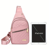 Trendy Women's Quilted Chest Bag, Solid Color Crossbody Sling Shoulder Purse for Casual Daily Use