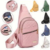 Trendy Women's Quilted Chest Bag, Solid Color Crossbody Sling Shoulder Purse for Casual Daily Use