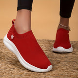 Women's Breathable Knit Sneakers, Casual Slip On Outdoor, Comfortable Low Top Sport Shoes