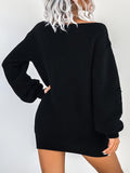 Stylish Plus Size Slant Shoulder Sweater Dress - Elegant Long Sleeve Knitted Dresses for Spring & Fall - Women's Plus Size Clothing with Comfortable Fabric and Flattering Fit