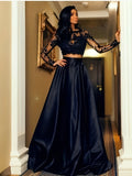 2pcs Women Long Formal Evening Prom Dress, Long Lace Cutout Sleeve A Long Skirt Cocktail Dress for Summer