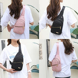 Trendy Women's Quilted Chest Bag, Solid Color Crossbody Sling Shoulder Purse for Casual Daily Use