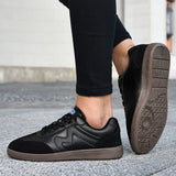 Bjlxn Casual Sneakers - Waterproof, All-Season Black Flats with Lace-Up Design for Couples