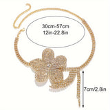 Elegant Rhinestone Flower Tassel Choker Necklace - Sexy & Ethnic Style, Perfect For Weddings & Festivals