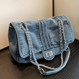 Trendy Denim Fashion Shoulder Bag, Flap Crossbody Women's Casual Handbag & Purse