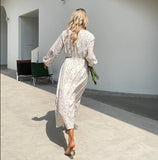 Bjlxn New Design 2024 Women Summer Long sleeve Floral print Long dress