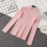 Sexy Turtleneck Sweater Women Autumn Winter Clothes Sueter Mujer Zip Christmas Sweaters Pink Fashion Pullovers Ladies