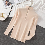 Sexy Turtleneck Sweater Women Autumn Winter Clothes Sueter Mujer Zip Christmas Sweaters Pink Fashion Pullovers Ladies