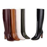 Winter Knee High Boots Women High Heel Long Knight Boots Shoes Square Toe Fashion Sexy Chelsea Boots For Women Large Size 48