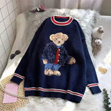 2023 Autumn Winter Women's Vest Japanese Style Cartoon Bear Pullover Vest Sweater Oversize Harajuku Kawaii Clothes Knitted Vest