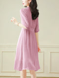 Bjlxn Accessible Luxury Hangzhou V-neck Wide Lady Silk Dress