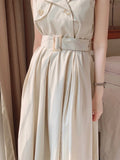 Bjlxn Summer Women Korean Style Sleeveless Dress With Belt Solid Chic Female Casual Fashion Clothes Vestidos