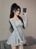 Bjlxn Women Fashion Mini Y2K Dress Autumn Spring New Vestidos Female Elegant Chic Slim Sexy Clothes