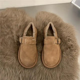 Bjlxn Shoes Woman Flats Round Toe Casual Female Sneakers Slip-on Loafers Fur Dress Winter Retro Slip On New Lace-Up Rubber Flock Leisu