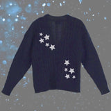 Bjlxn Winter Midnight Navy Blue Knitted Cardigans Women Spring Y2k Casual Star Embroidery Single Breasted XS-5XL Sweaters